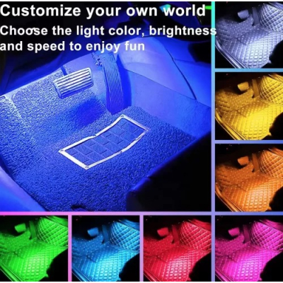 Lumini ambientale auto Q CD58 Kit interior LED RGB cu telecomanda Model 9 Led