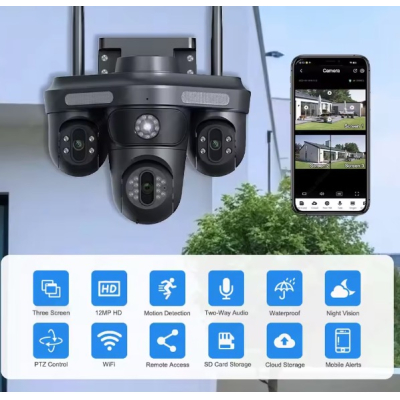 Camera de supraveghere 16MP cu 4 LENTILE senzor miscare alarma si alerte telefon