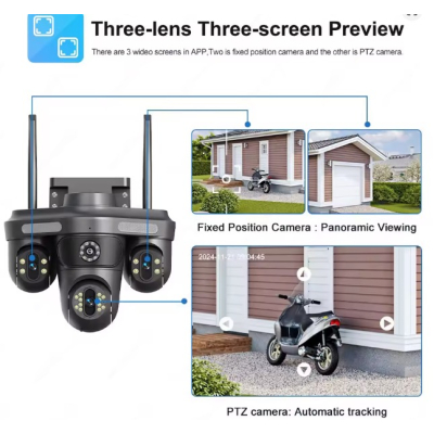 Camera de supraveghere 16MP cu 4 LENTILE senzor miscare alarma si alerte telefon