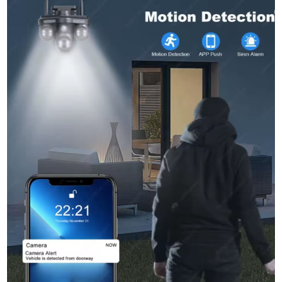 Camera de supraveghere 16MP cu 4 LENTILE senzor miscare alarma si alerte telefon