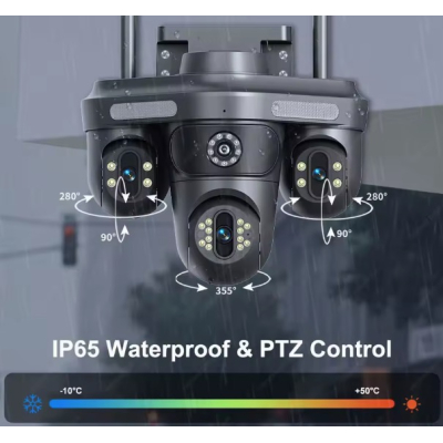 Camera de supraveghere 16MP cu 4 LENTILE senzor miscare alarma si alerte telefon