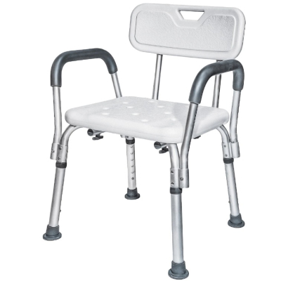 Scaun pentru baie cu suport brate ajustabil alb 57 x 46 x 70 / 84 cm