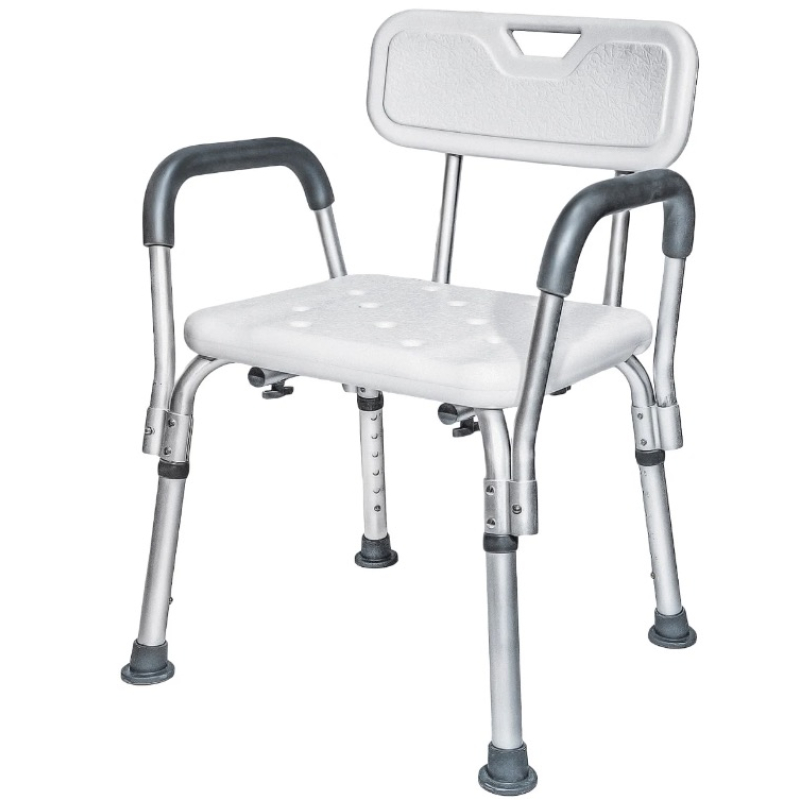 Scaun pentru baie cu suport brate ajustabil alb 57 x 46 x 70 / 84 cm