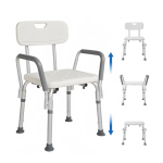 Scaun pentru baie cu suport brate ajustabil alb 57 x 46 x 70 / 84 cm