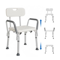 Scaun pentru baie cu suport brate ajustabil alb 57 x 46 x 70 / 84 cm