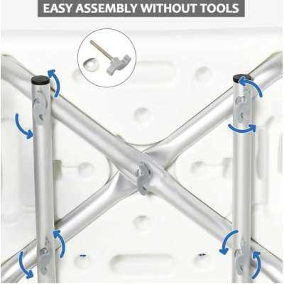 Scaun pentru baie cu suport brate ajustabil alb 57 x 46 x 70 / 84 cm