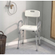 Scaun pentru baie cu suport brate ajustabil alb 57 x 46 x 70 / 84 cm