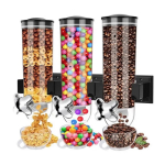 Dispenser TRIPLU pentru cereale si alimente uscate montat pe perete cu 3 cupe