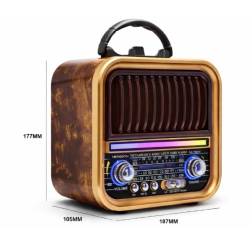 Radio portabil Kalade Bluetooth maron cu rama aurie
