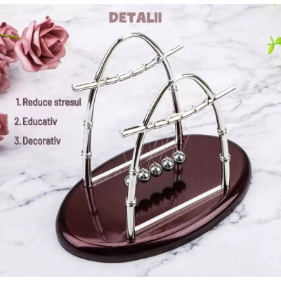 Decoratiune Pendulul lui Newton pentru birou cu 5 bile Design Elegant si Durabil 18 cm