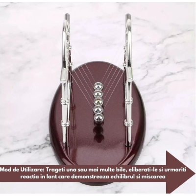 Decoratiune Pendulul lui Newton pentru birou cu 5 bile Design Elegant si Durabil 18 cm