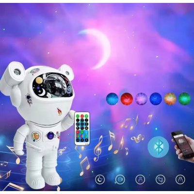 Proiector LED in forma de astronaut cu sunete si lumini stickere autoadezive conexiune Bluetooth