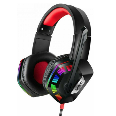 Casti gaming Q E6 Over Ear cu iluminare RGB negre