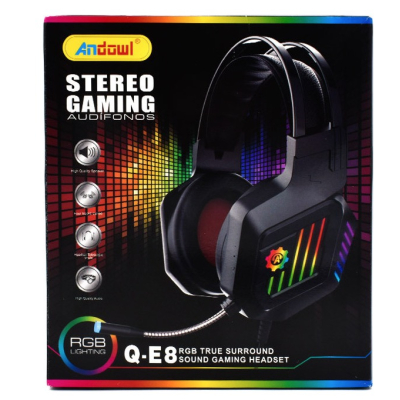 Casti pentru gaming Andowl Q E8 cu microfon si iluminare RGB