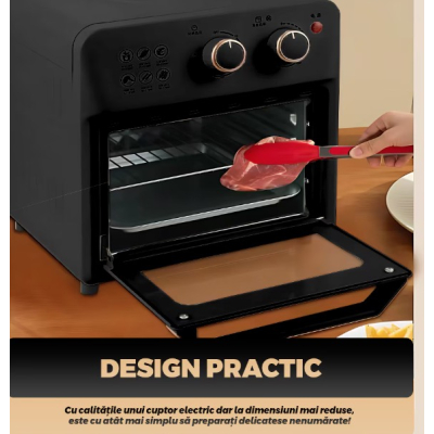 Friteuza cu aer cald S18 tip cuptor electric geam de sticla capacitate 12 L 1360W