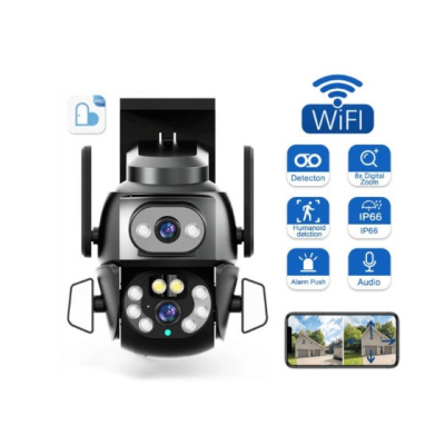 Camera de supraveghere Dubla PTZ de 8MP 4K model Q S800 cu Aplicatie