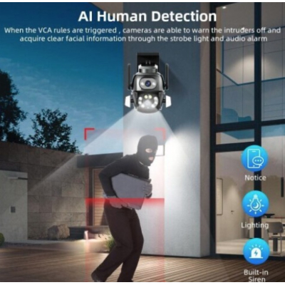 Camera de supraveghere Dubla PTZ de 8MP 4K model Q S800 cu Aplicatie