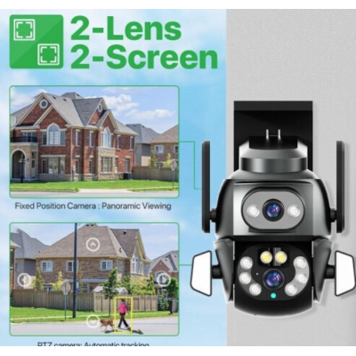 Camera de supraveghere Dubla PTZ de 8MP 4K model Q S800 cu Aplicatie