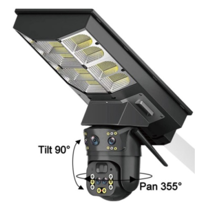 Camera supraveghere cu lampa solara Inteligenta 4MP cu PTZ si Conectivitate 4G  Supraveghere Completa cu Iluminare LED