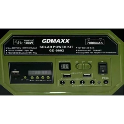 Kit Portabil Energie Solara GD LITE 9002 putere 100W Panou Solar Boxa FM/MP3 Iluminare LED
