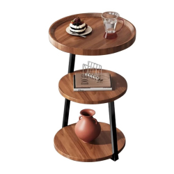 Masuta cafea rotunda lemn maro 3 nivele 62 x 38 cm