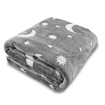 Patura pufoasa cu stelute fosforescente 150x170cm GRI