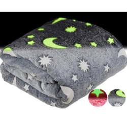 Patura pufoasa cu stelute fosforescente 150x170cm GRI