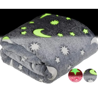 Patura pufoasa cu stelute fosforescente 150x170cm GRI