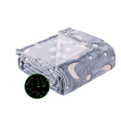 Patura pufoasa cu stelute fosforescente 150x170cm GRI