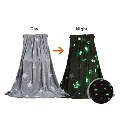 Patura pufoasa cu stelute fosforescente 150x170cm GRI