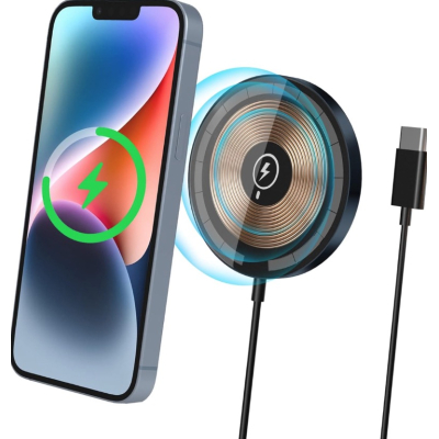 Incarcator wireless magnetic de 20W cu design transparent si LED Andowl Q PD01