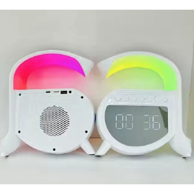 Boxa Bluetooth statie Incarcare wireless 15W Lampa LED RGB 4 in 1 ANDOWL 5A PRO