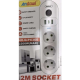 Prelungitor cu 3 prize USB intrerupator si protectie la supratensiune 2 m Andowl Q PX360
