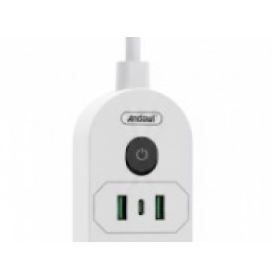 Prelungitor cu 5 prize USB intrerupator si protectie la supratensiune 2 m Andowl Q PX560