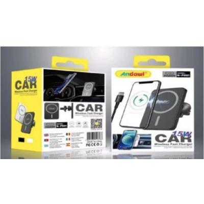 Suport telefon auto Andowl Q PD21 negru cu incarcare wireless reglabil