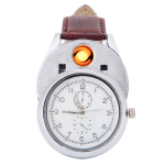 Ceas cu bricheta USB model ZH331 metal piele eco design 2 in 1