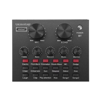 Placa de sunet multifunctionala Q MIC1 bluetooth mixer microfoane 6 Sound Modes +12 Sound Effects Live