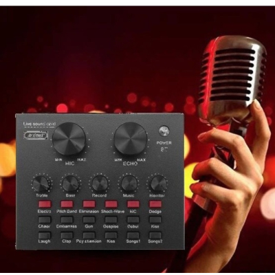 Placa de sunet multifunctionala Q MIC1 bluetooth mixer microfoane 6 Sound Modes +12 Sound Effects Live