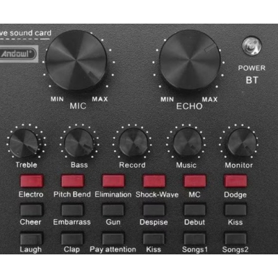 Placa de sunet multifunctionala Q MIC1 bluetooth mixer microfoane 6 Sound Modes +12 Sound Effects Live