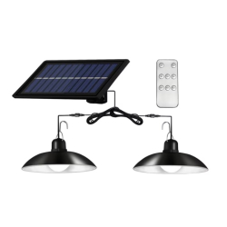 Lampa cu 2 becuri LED si panou solar detasabil telecomanda