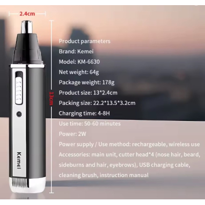 Set trimmer electric 4 in 1 Kemei KM 6630 negru cu 4 capete