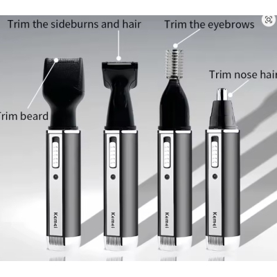 Set trimmer electric 4 in 1 Kemei KM 6630 negru cu 4 capete