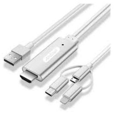 Cablu HDMI 4K HDR 2m la USB A Micro USB Lightning Tip C Andowl QY A8