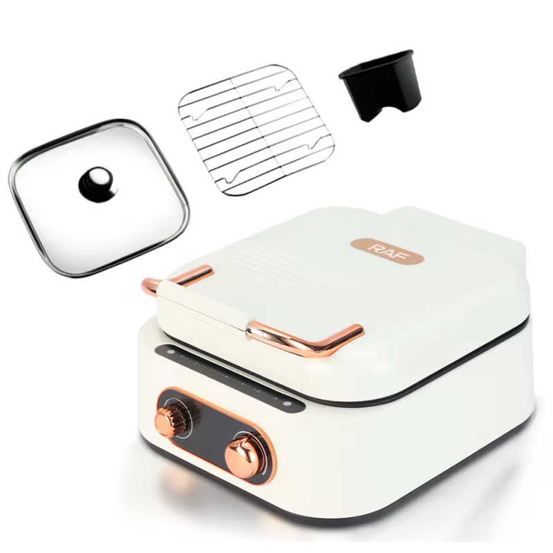Gratar electric multifuncțional 7 in 1 Hot Pot Grill 1500W capac sticla design elegant LEE 804