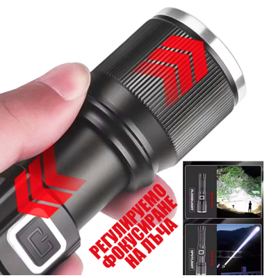 Lanterna de mana LED COBA CB S001 4 cu lumina alba albastra rosie