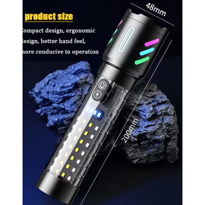 Lanterna Profesionala LED CB 519B cu incarcare type C de 20cm pentru drumetii 500m