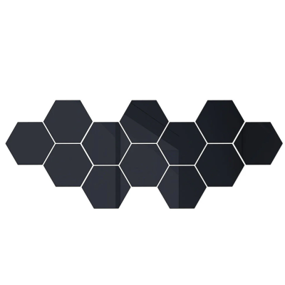 Set 12 oglinzi acrilice autoadezive decorative forma hexagon NEGRE