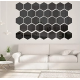 Set 12 oglinzi acrilice autoadezive decorative forma hexagon NEGRE