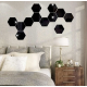 Set 12 oglinzi acrilice autoadezive decorative forma hexagon NEGRE