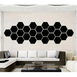 Set 12 oglinzi acrilice autoadezive decorative forma hexagon NEGRE